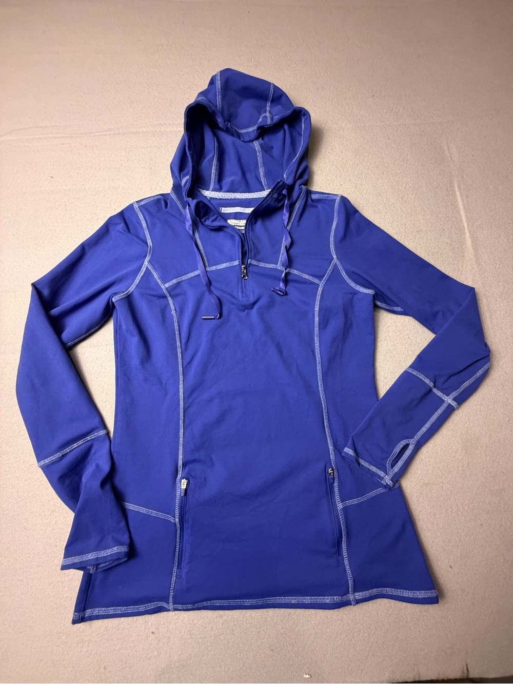 Kirkland Signature Cobalt Blue Hooded Half-Zip Active Pullover M